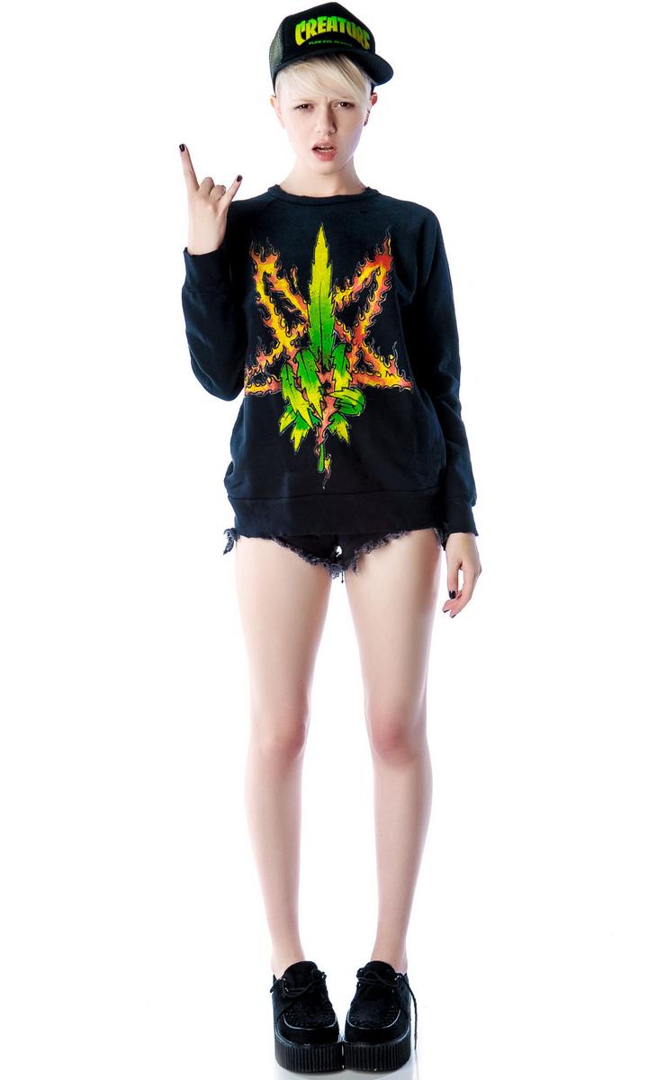 Burn Me Weed Sweatshirt UNIF,New Products : American Fashion Style Bags On Sale