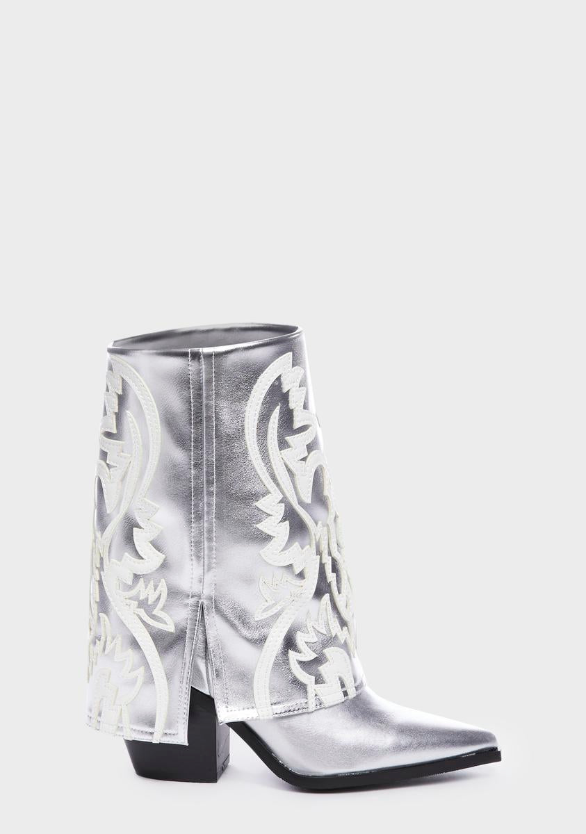 Silver Esperanza Cowboy Boots AZALEA WANG,New Products : American Fashion Style Bags On Sale Silver Esperanza Cowboy Boots AZALEA WANG,New Products : American Fashion Style Bags On Sale