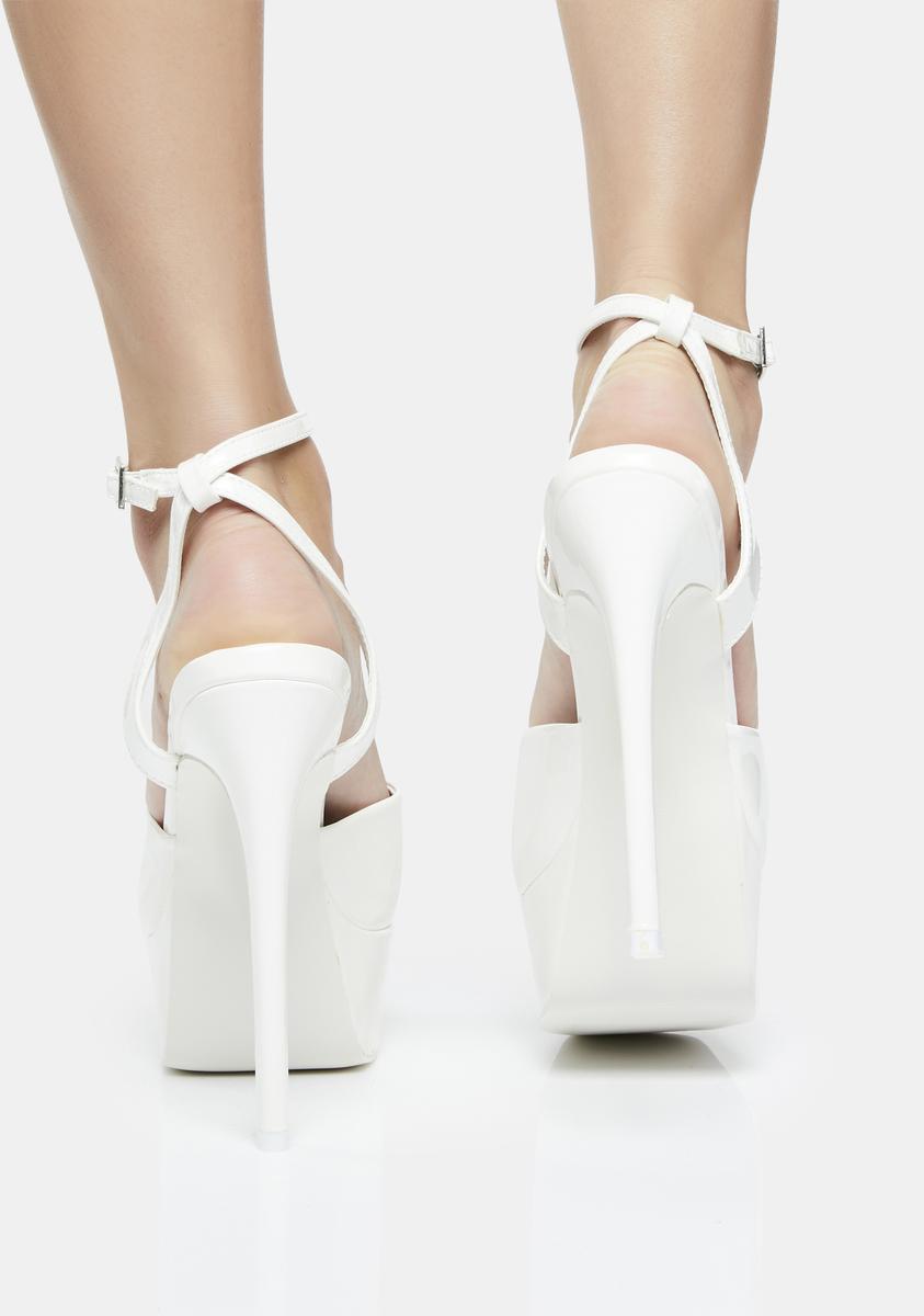 Public Desire Peep Toe Platform Stiletto Heels - White – Dolls Kill