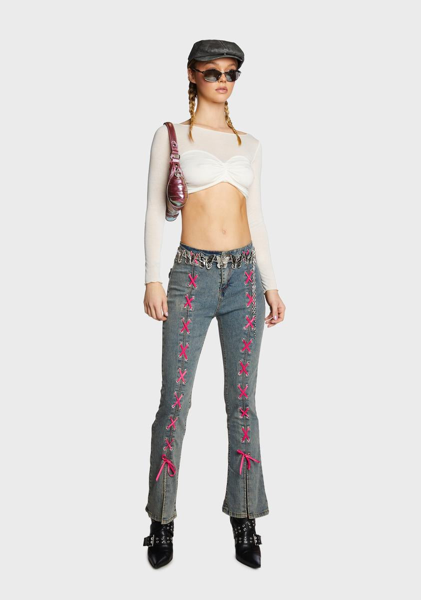 Zemeta Long Sleeve Ruched Top White Dolls Kill