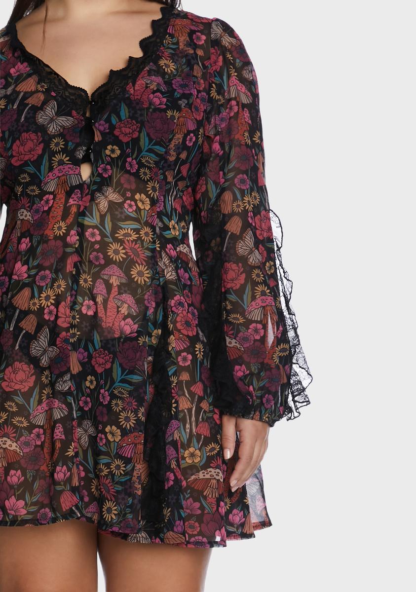 Plus Size Current Mood Floral Mushroom Chiffon Sheer Mini Dress Dolls Kill Plus Size Current Mood Floral Mushroom Chiffon Sheer Mini Dress Dolls Kill