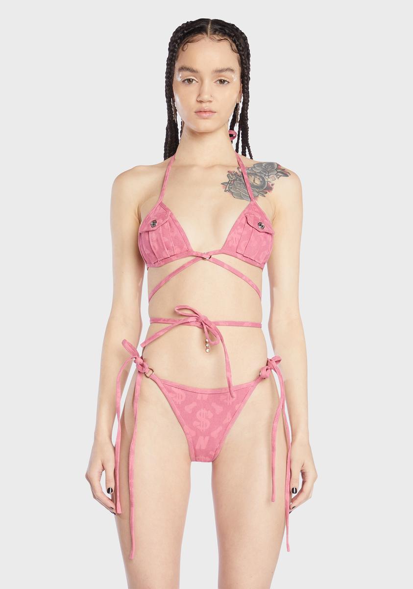 Pink Monogram Denim Bra Top Namilia,New Products : American Fashion Style Bags On Sale