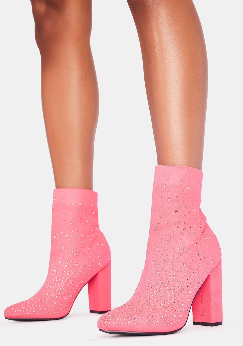 Bubblegum Diamond Delights Rhinestone Booties,All Products : American Fashion Style Bags On Sale