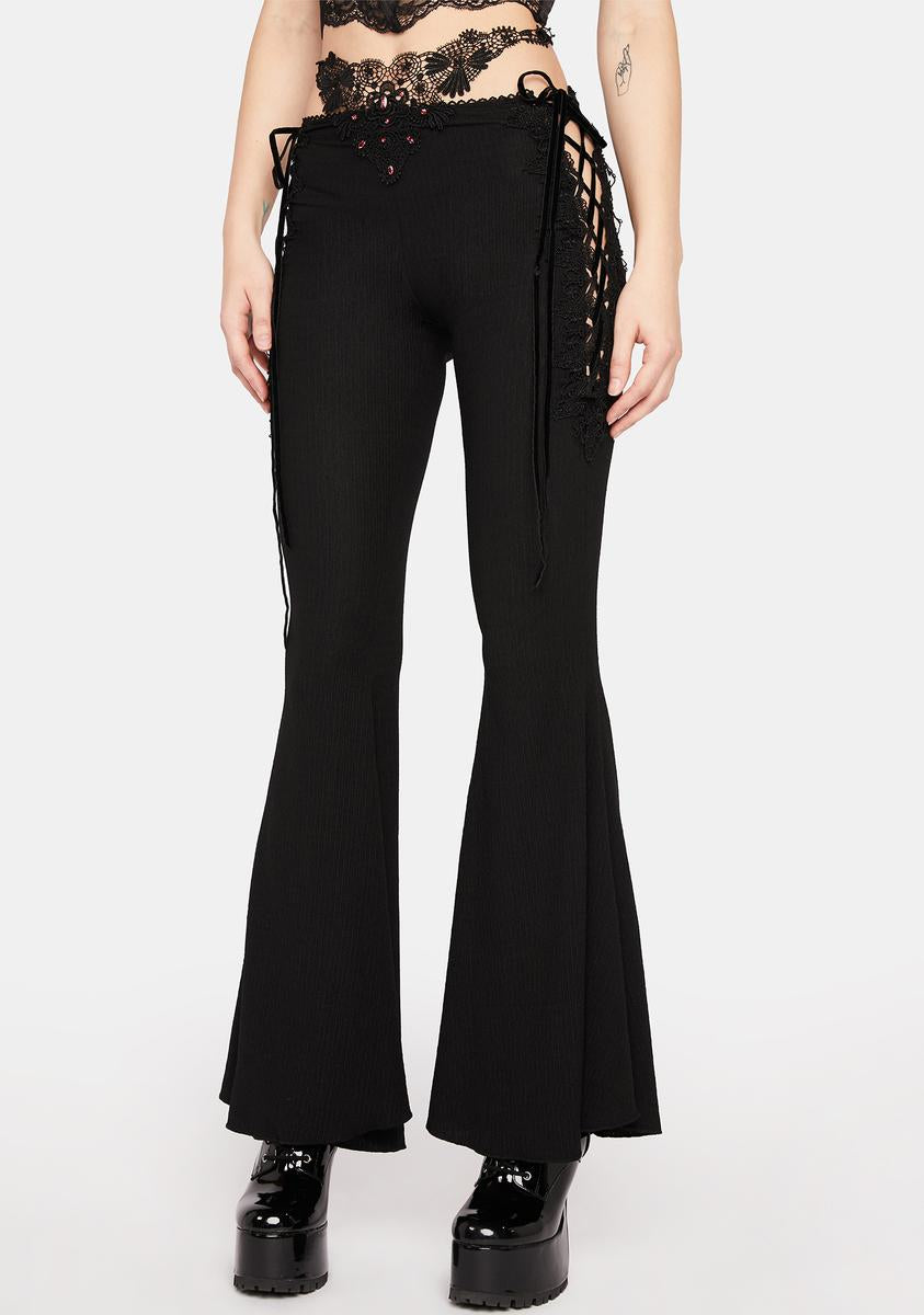 Lace Detail Flared Pants Eva Lady,Specials : American Fashion Style Bags On Sale