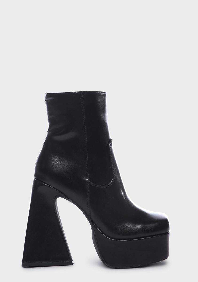 Ankle Vegan Leather Platform Boots - Black – Dolls Kill