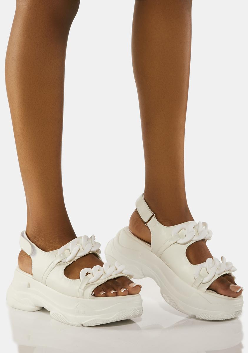 White Skyler Platform Sandals AZALEA WANG,Specials : American Fashion Style Bags On Sale