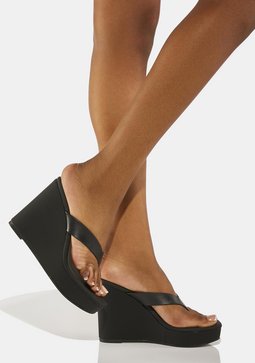 Steve Madden Thong Platform Wedges - Black – Dolls Kill Steve Madden Thong Platform Wedges - Black – Dolls Kill