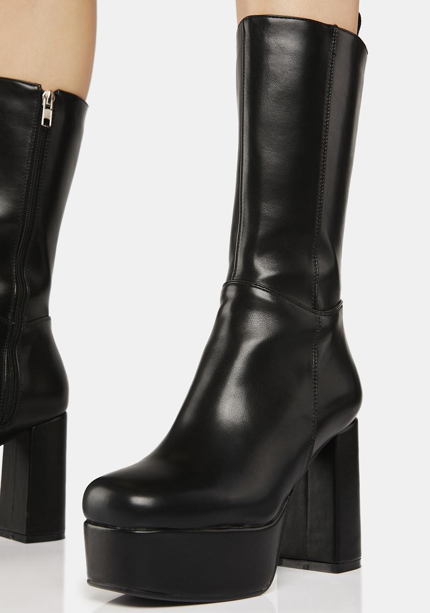 Lamoda Vegan Leather Mid Calf Platform Boots – Dolls Kill