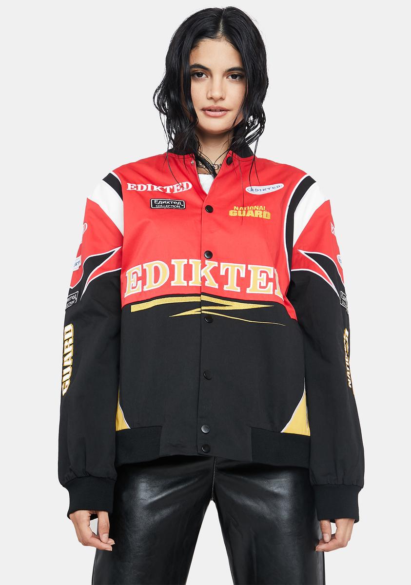 Edikted Motorcross Style Oversized Jacket - Red – Dolls Kill