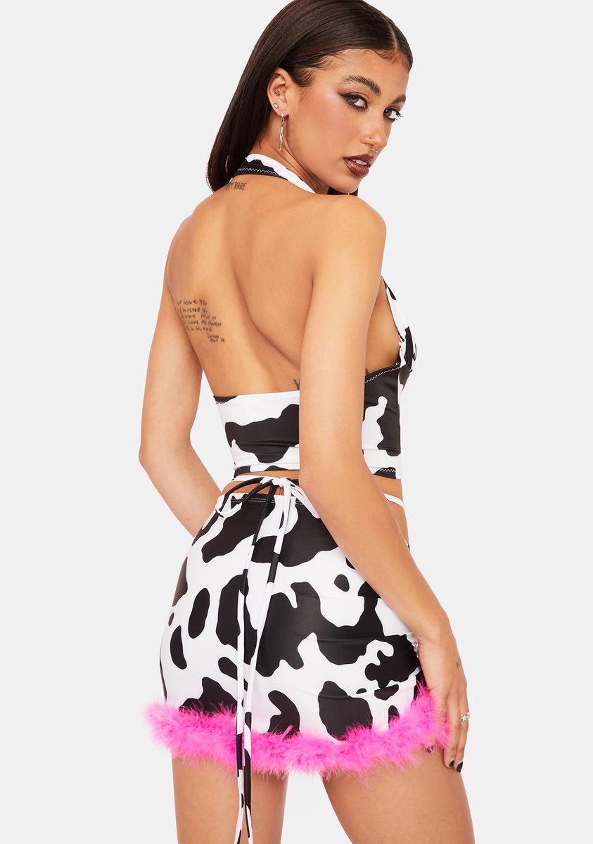 Cow print online skirt dolls kill