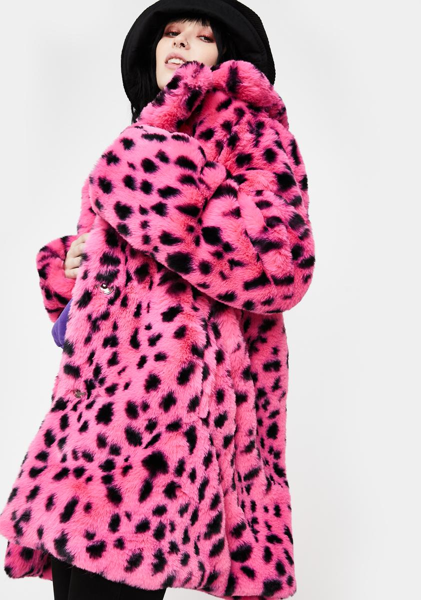 Faux Fur Jacket in Pink Marble | Dancing Leopard