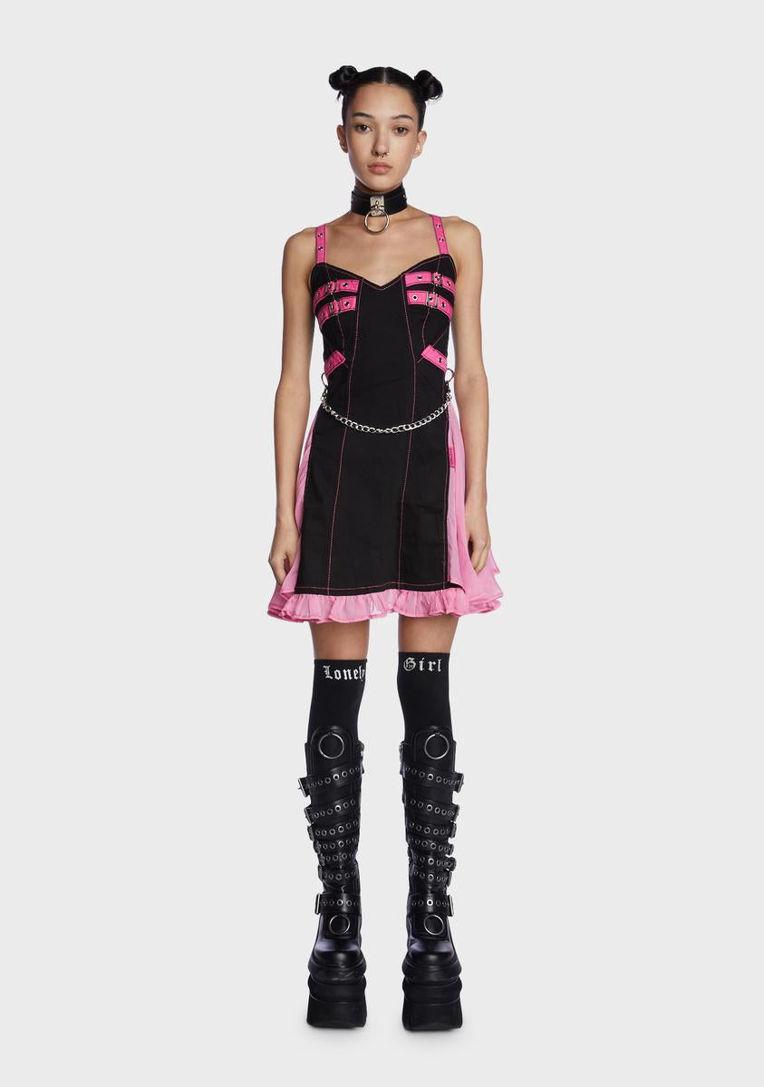 Tripp NYC Chiffon Trim Pleated Mini Dress