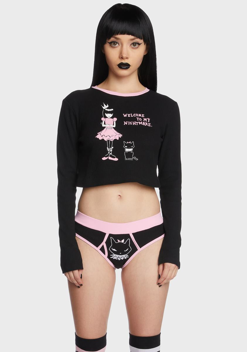 Night Terrors Thermal Top Dolls Kill x Emily The Strange,New Products : American Fashion Style Bags On Sale