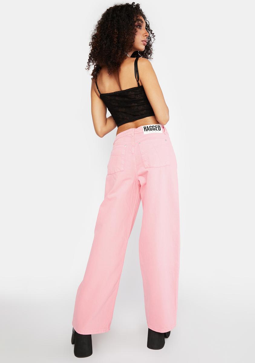 Pink Release Wide Leg Jeans