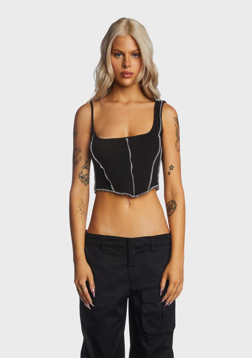 Piped Cropped Top Kiki Riki,New Products : American Fashion Style Bags On Sale