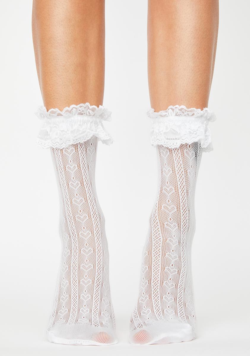 Lace Ruffle Ankle Socks - White – Dolls Kill