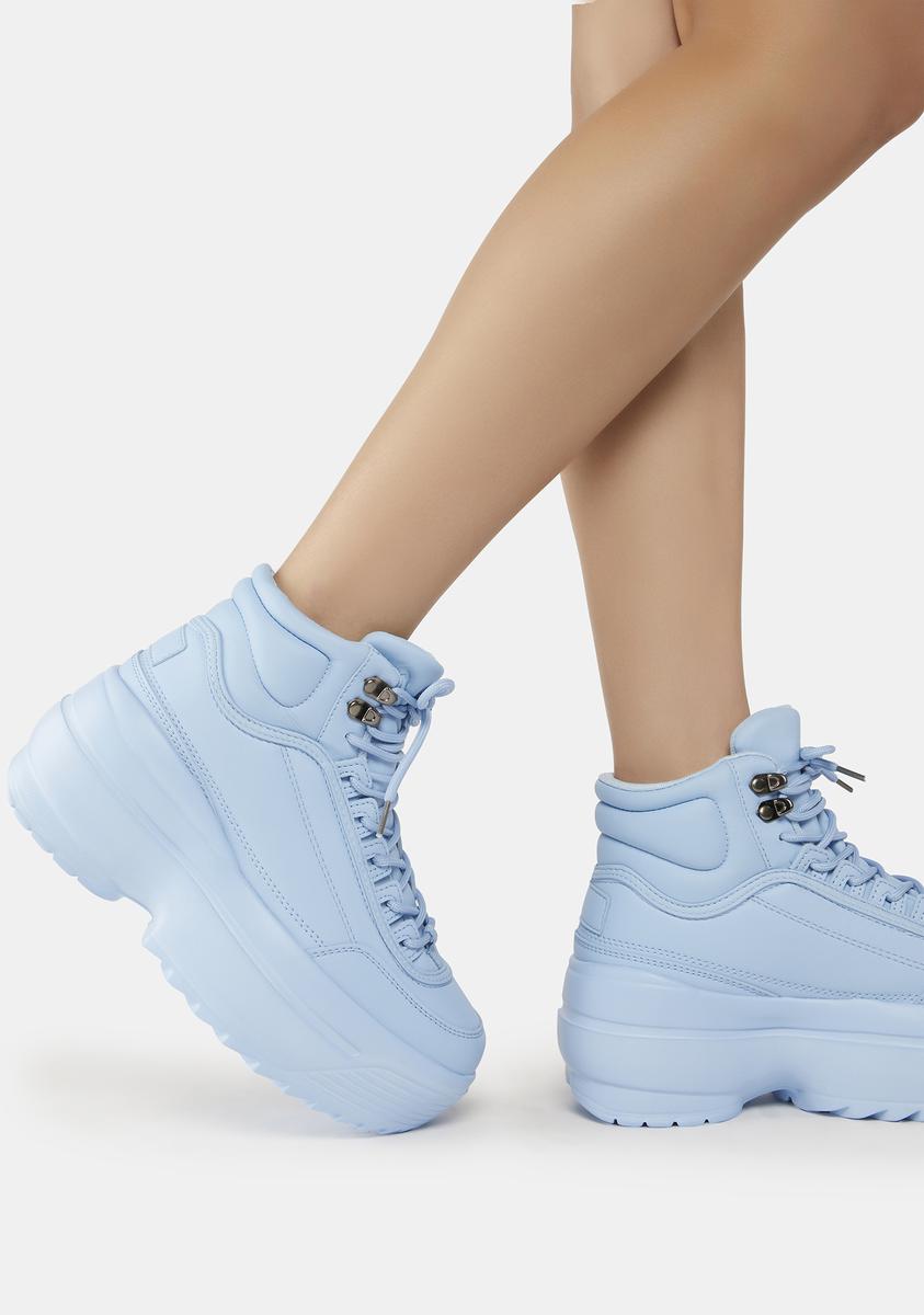 Chunky Platform Ankle Sneaker Lace Up - Light Blue – Dolls Kill