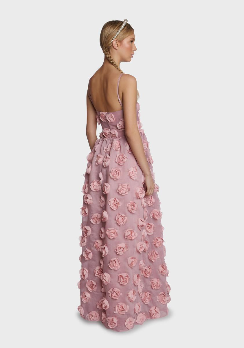 Sister Jane Organza Rose Applique Maxi Dress - Pink – Dolls Kill
