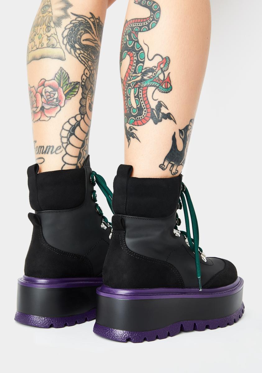 Koi Footwear Black Hydra Matrix Platform Boots Dolls Kill