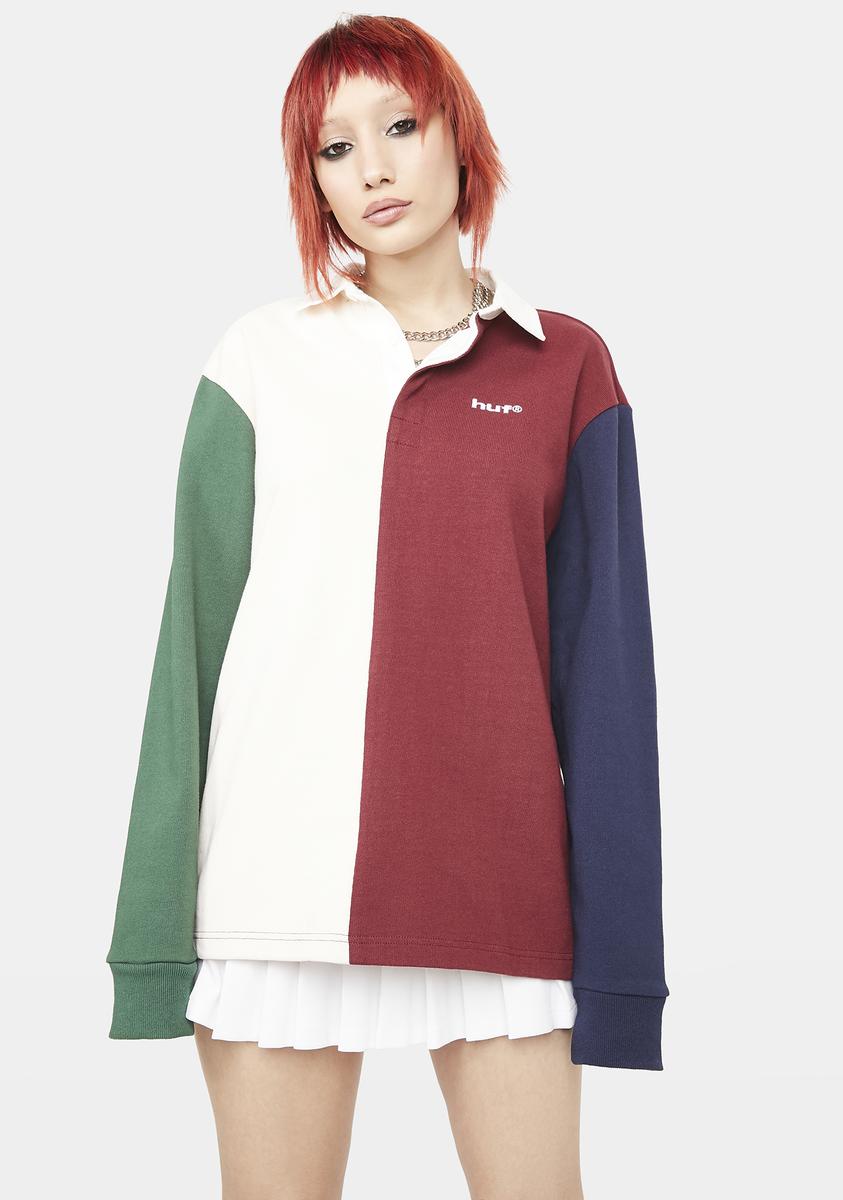 HUF Mick Color Block Rugby Polo Shirt – Dolls Kill