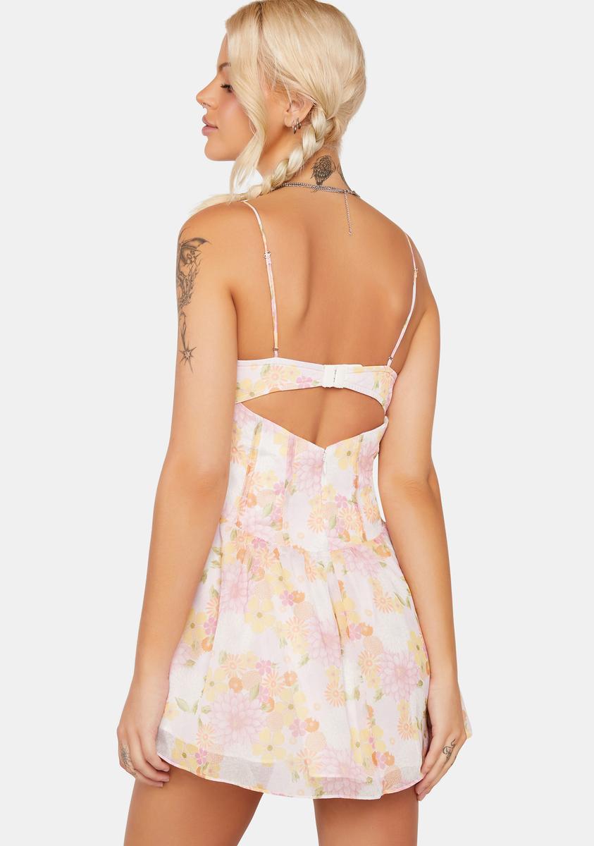 kiersten mini dress for love and lemons For Love & Lemons Floral Waist Seam Corset Mini Dress