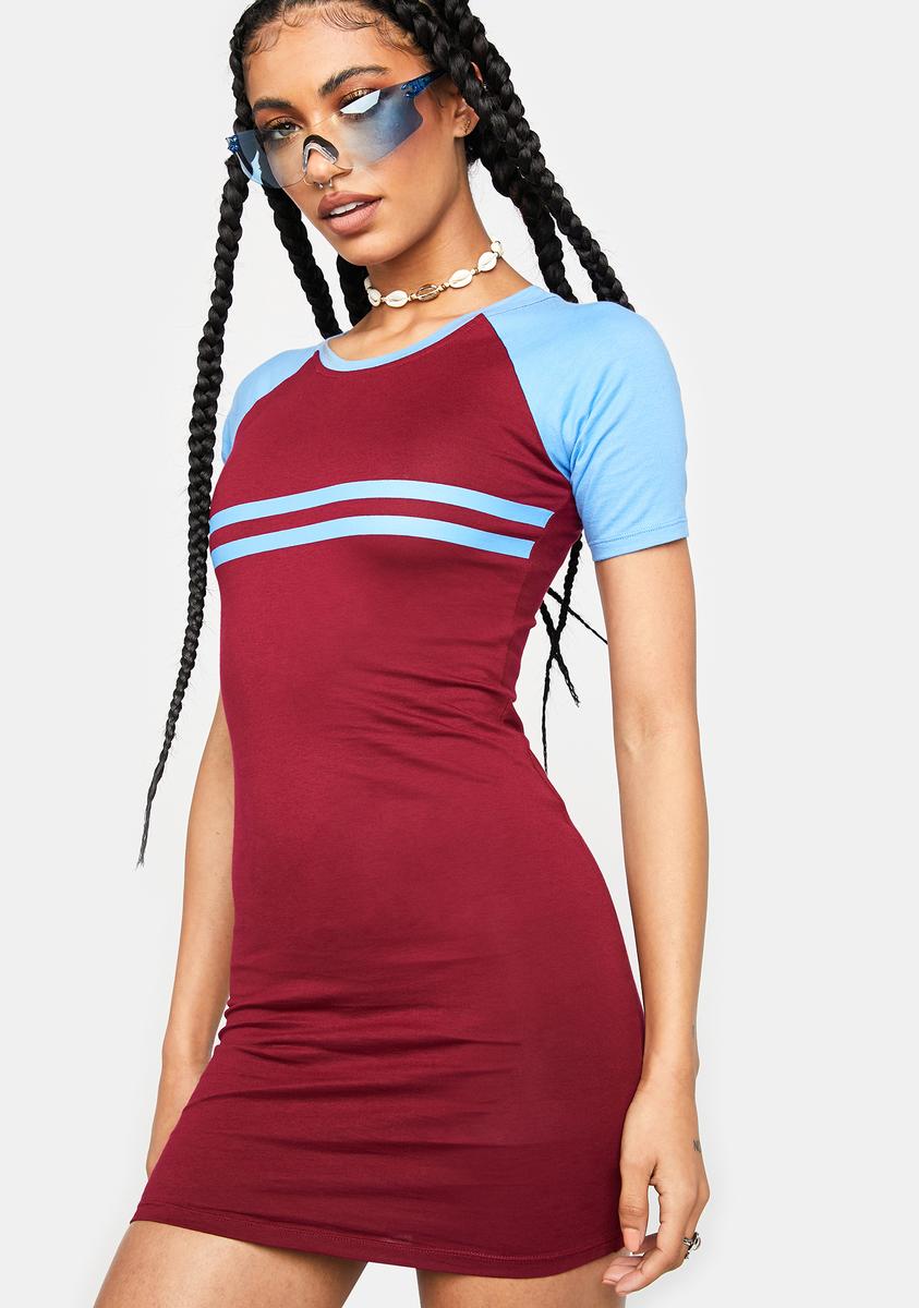 Motel Sporty Stripe Raglan Mini T Shirt Dress