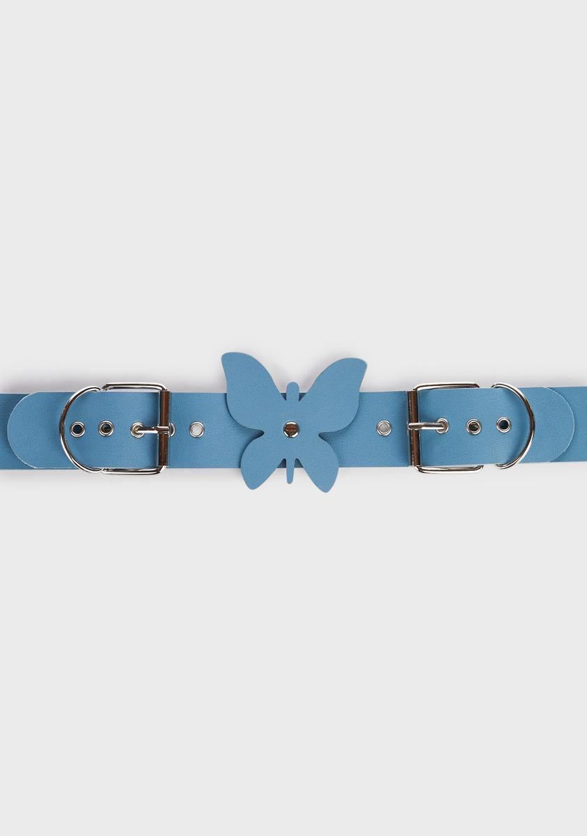 Vegan Leather Butterfly Belt - Blue – Dolls Kill display picture 2