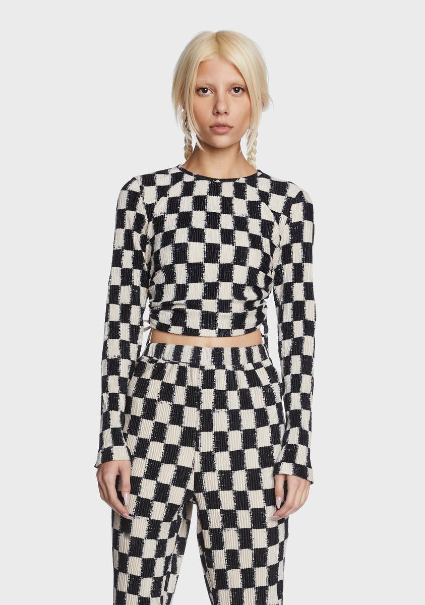 Checkered Crop Top Daisy Street,New Products : American Fashion Style Bags On Sale