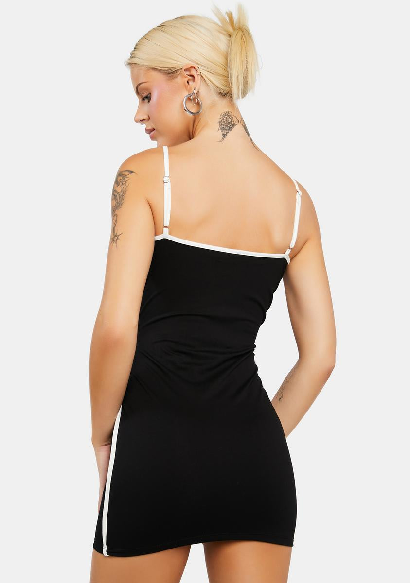 edikted black and white dress Edikted Heart Neckline Contrast Piping Dress