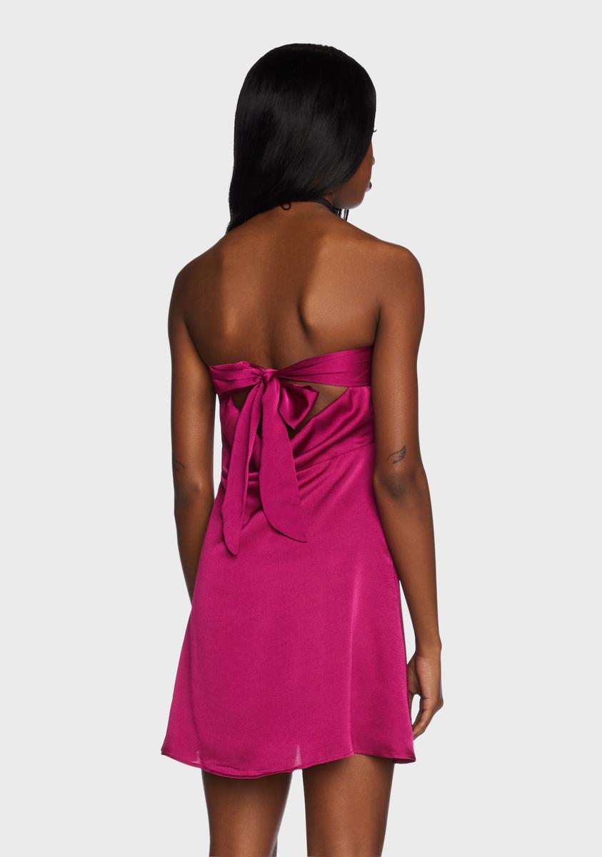 dolls kill pink satin dress Sugar Thrillz Satin Slip Dress Sleeveless Tied Bodice Light Pink