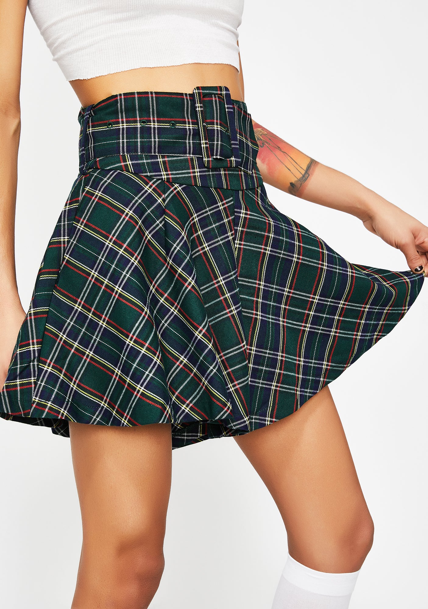 Plaid Belted Mini Shorts – Dolls Kill