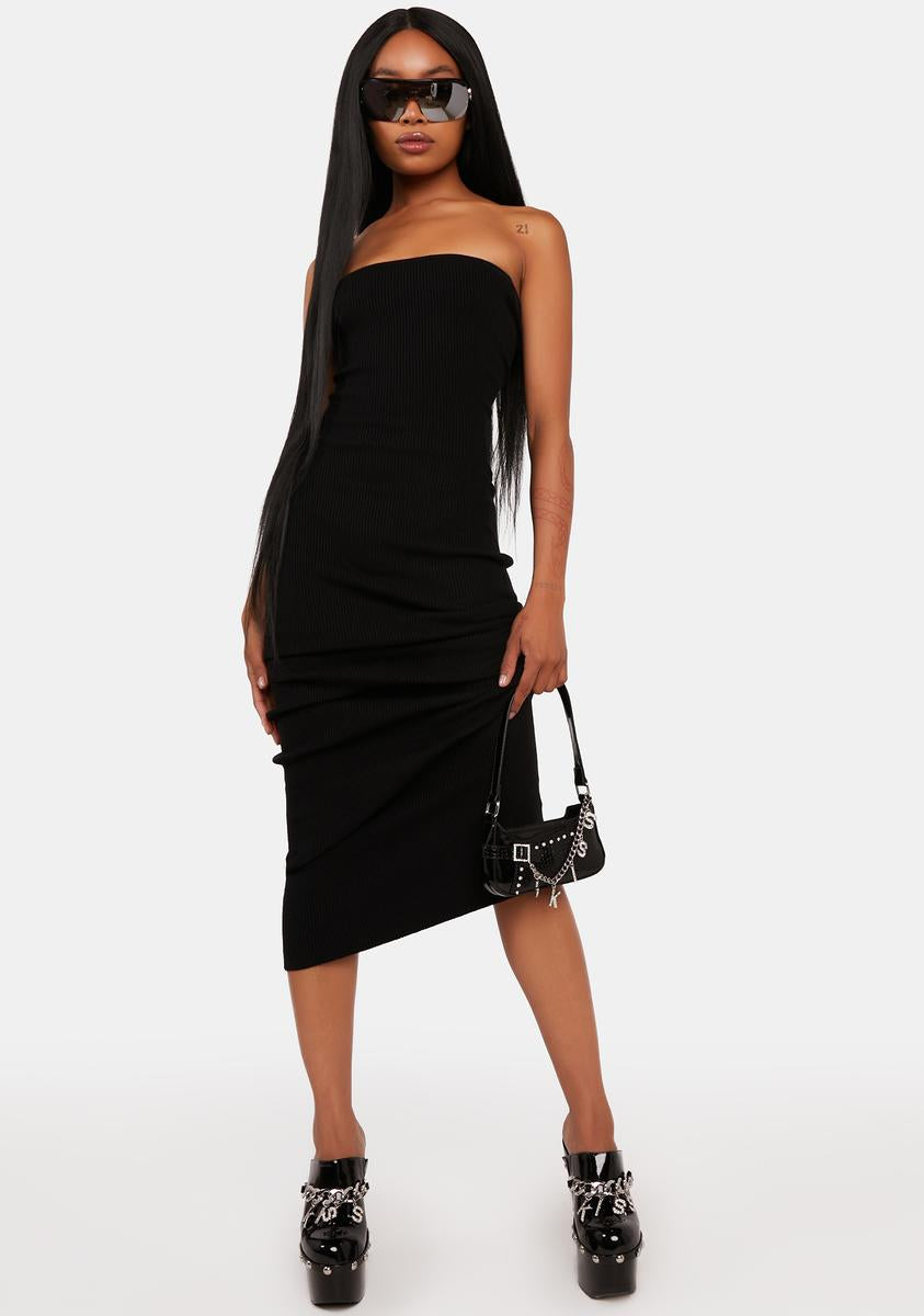 Edikted Ribbed Knit Strapless Maxi Dress