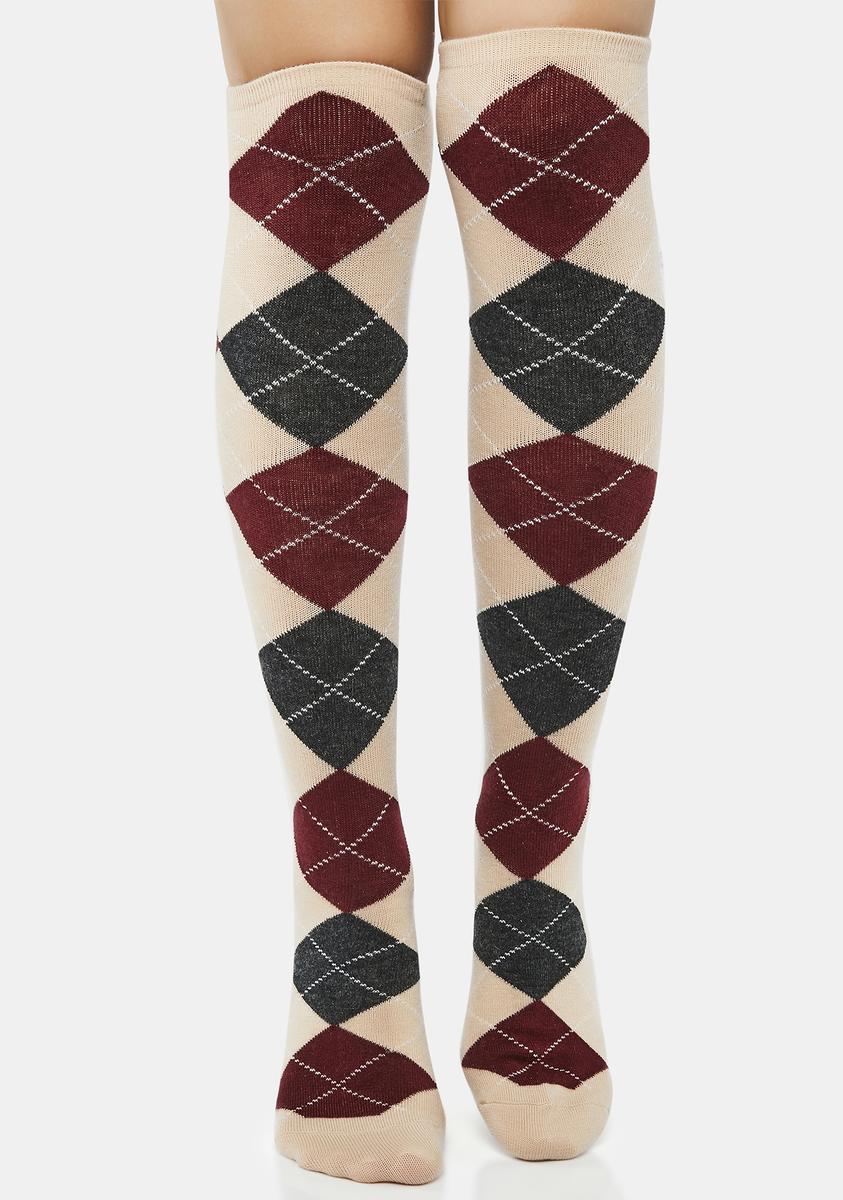 Argyle Cashmere Blend Knee High Socks MeMoi,All Products : American Fashion Style Bags On Sale