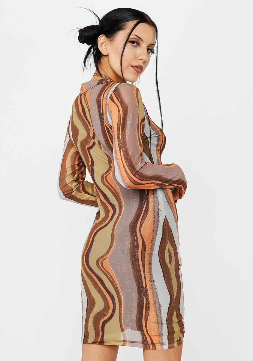 Motel Multi Swirl Print Mini Dress - Brown Dolls Kill Motel Multi Swirl Print Mini Dress - Brown Dolls Kill