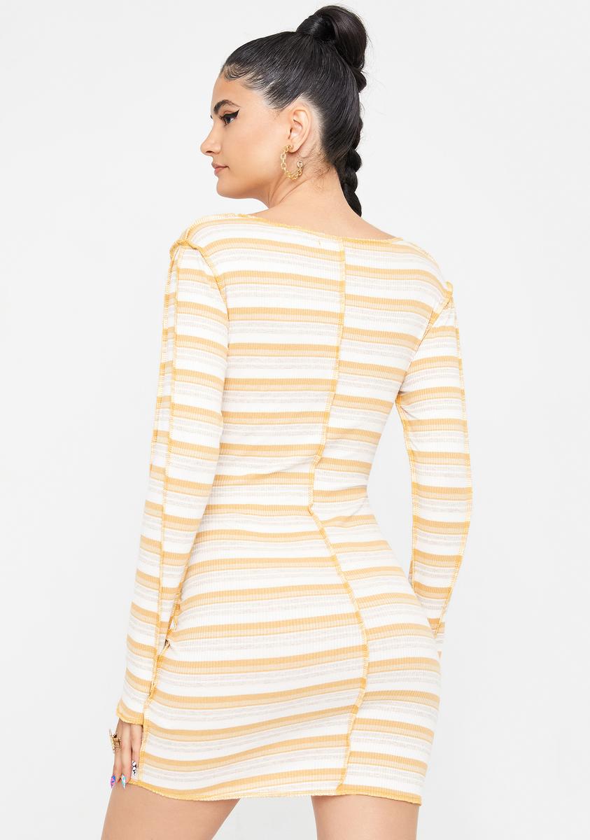 Striped Lace Up Bodycon Mini Dress