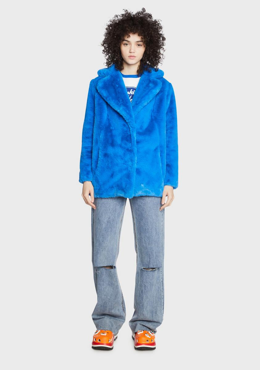 Girlfriend Material Faux Fur Coat - Blue – Dolls Kill