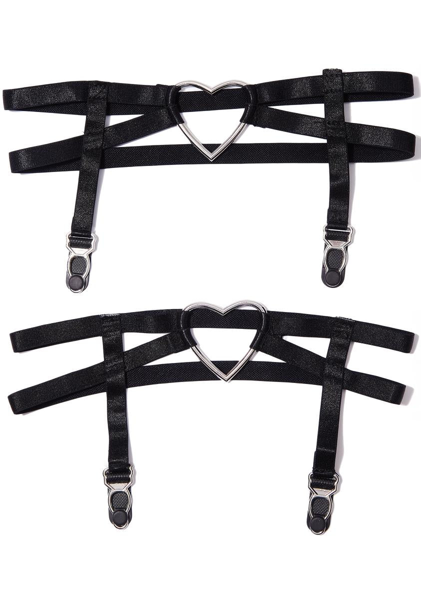 Black Heart Thigh-High Garters Dolls Kill Black Heart Thigh-High Garters Dolls Kill