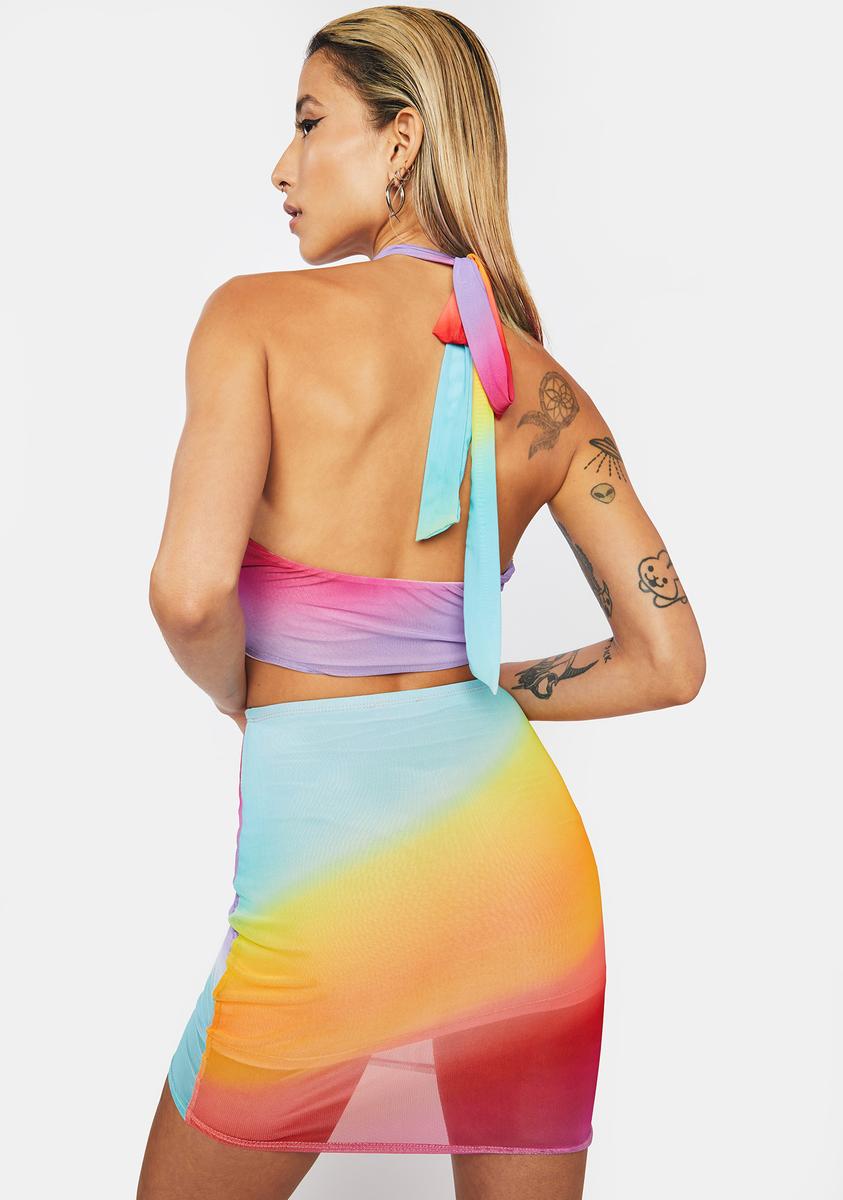 rainbow ombre mesh dress Unique Vintage Plus Size Rainbow Ombre Tulle Cupcake Swing Dress