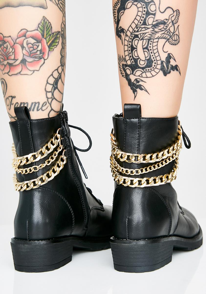 N°21 COMBAT BOOTS WITH CHAIN Woman Black