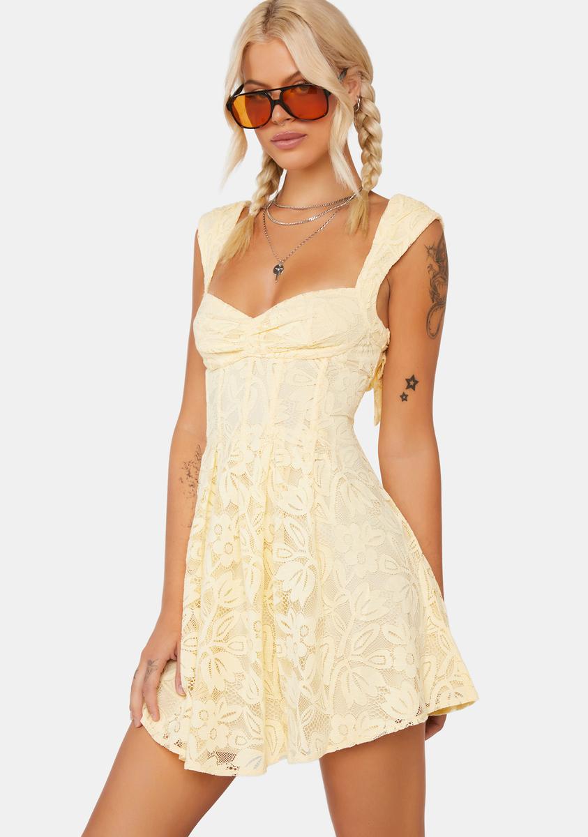 for love and lemons yellow lace dress & Cutout Mini NE0317 Jennifer Lawrence, no notes. quality polyester Skirt Size:14 P