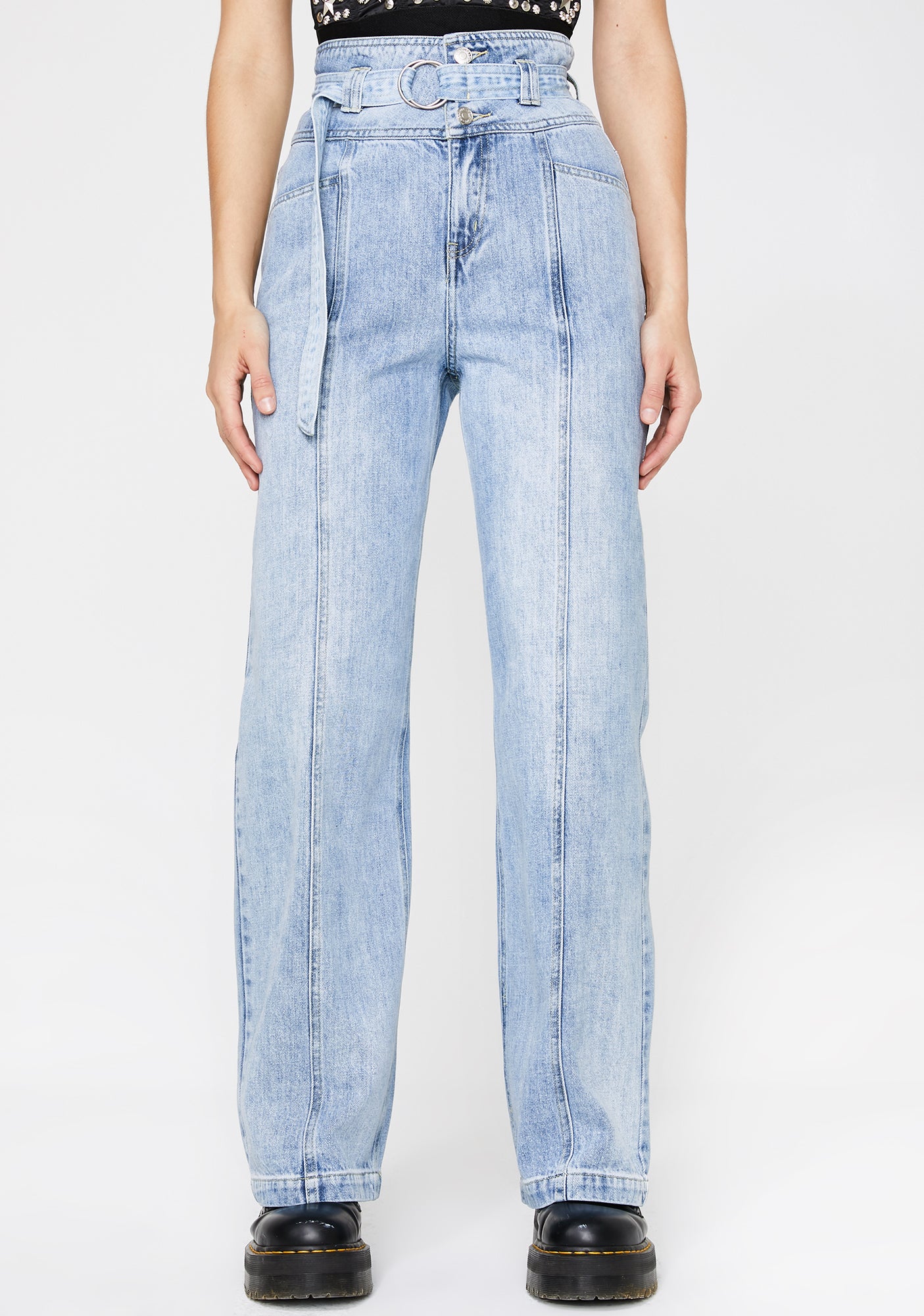 Belted High Waist Wide Leg Jeans – Dolls Kill