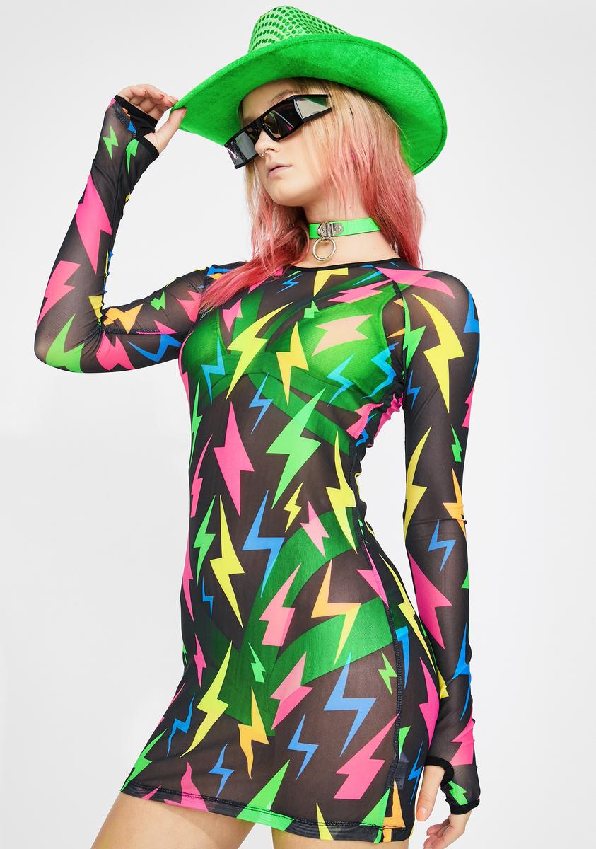 slim fit dress slacks Printed & Sheer Mesh Cowl Neck Mini Dress | Iridescent | Loonigans main image 1