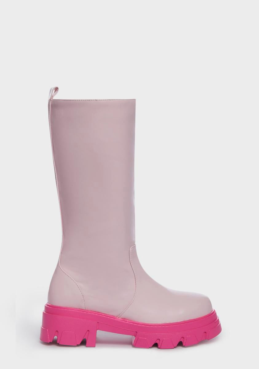 Azalea Wang Contrast Colored Platform Boots - Pink – Dolls Kill