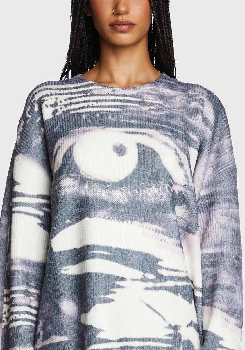 Jaded London Eye Knit Oversized Sweater Multi Dolls Kill