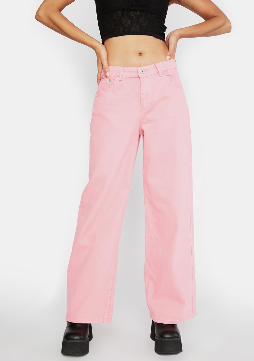 The Ragged Priest Baggy Wide Leg Jeans - Pink