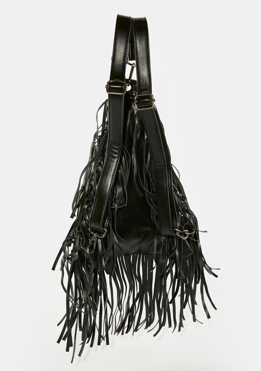 AllSaints Bonita Fringe Bag in Black