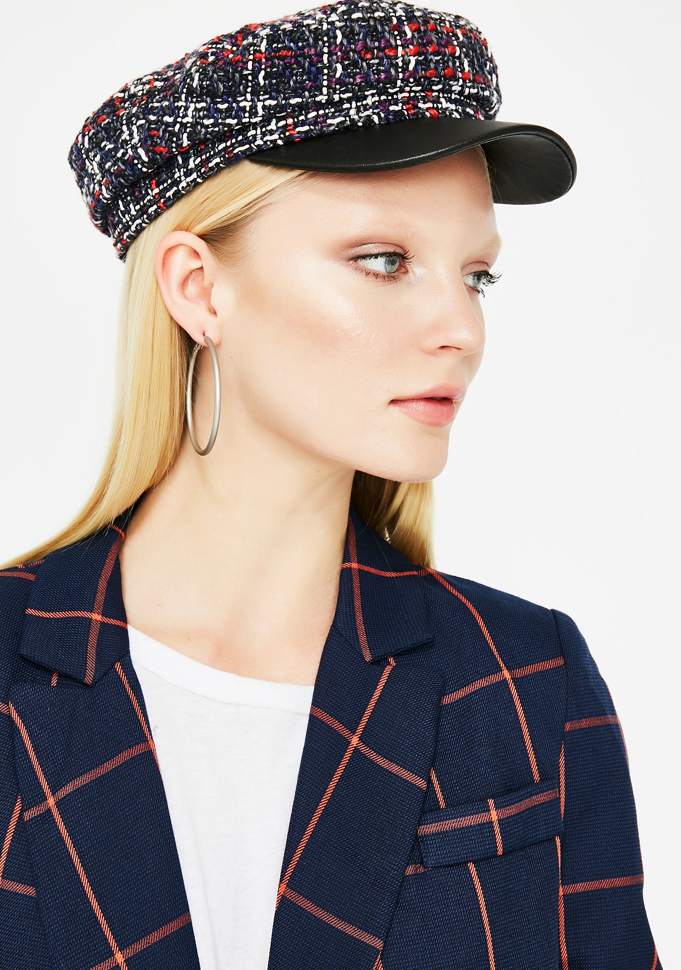 Blue Tweed Baker Boy Hat – Dolls Kill