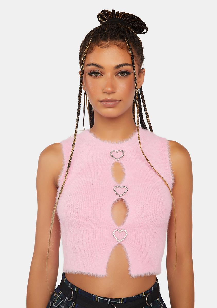 Jewel Trim Peekaboo Knit Top Pretty Garbage,New Products : American Fashion Style Bags On Sale Jewel Trim Peekaboo Knit Top Pretty Garbage,New Products : American Fashion Style Bags On Sale