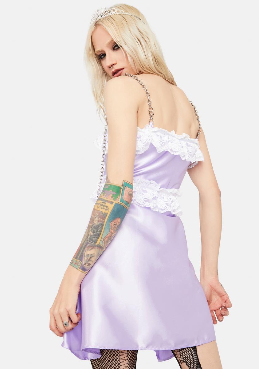 dollskill purple dress Widow Taffeta Lace Up Mini Dress With Sleeves