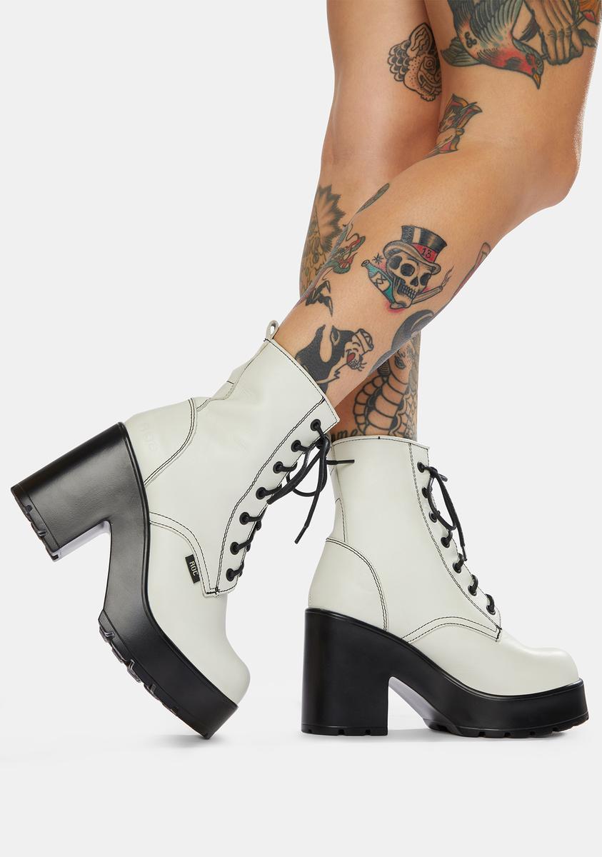 ROC Boots Australia Mascot White Leather Combat Boots Dolls Kill